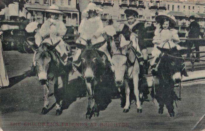 Childrens Friends At Brighton Pony Rides Postcard