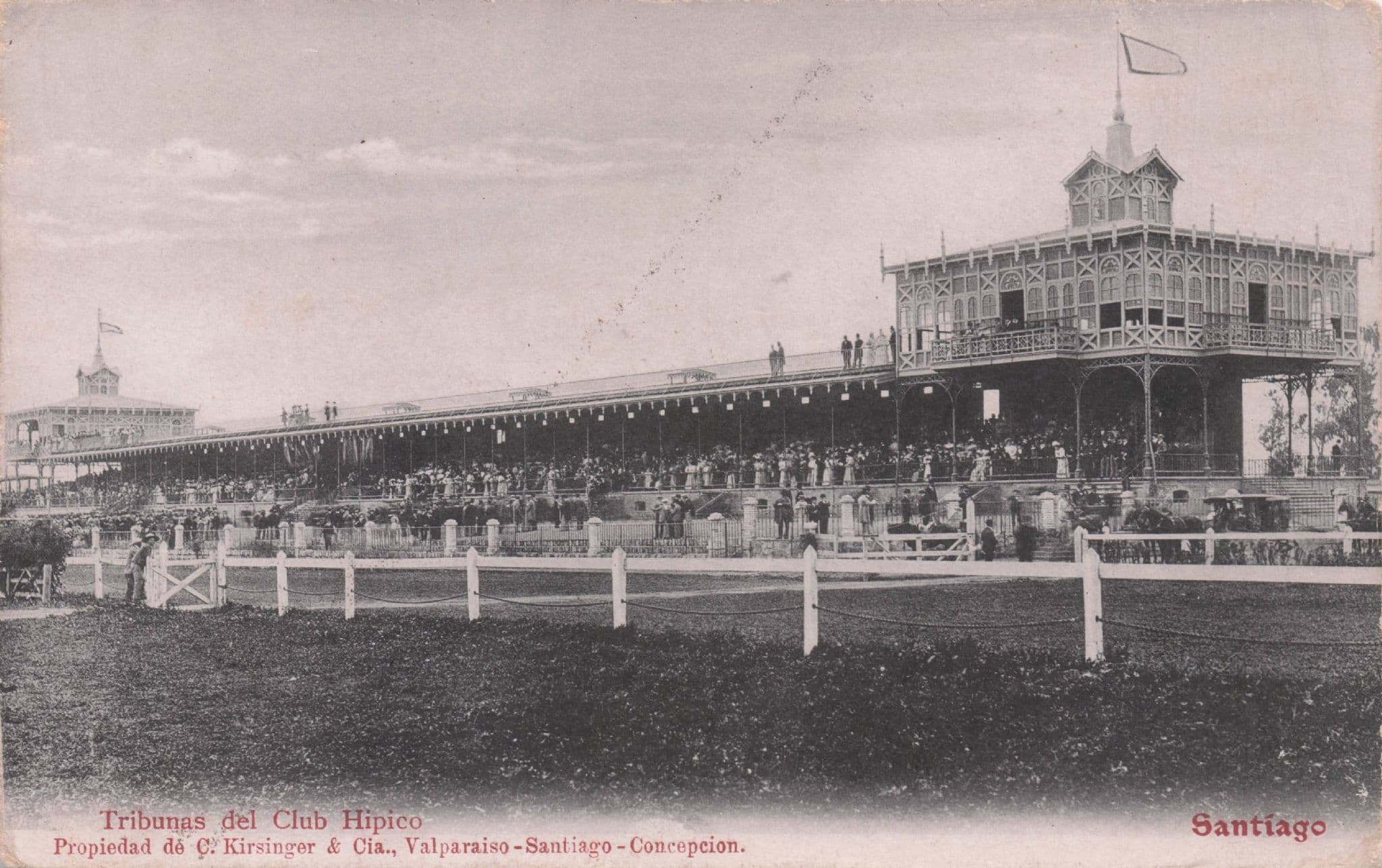 Chile Club Hipico Santiago Horse Race Racing Antique Postcard