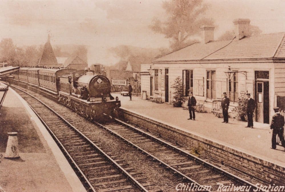 Chilham Railway Station Platform Kent Real Photo Transport Postcard