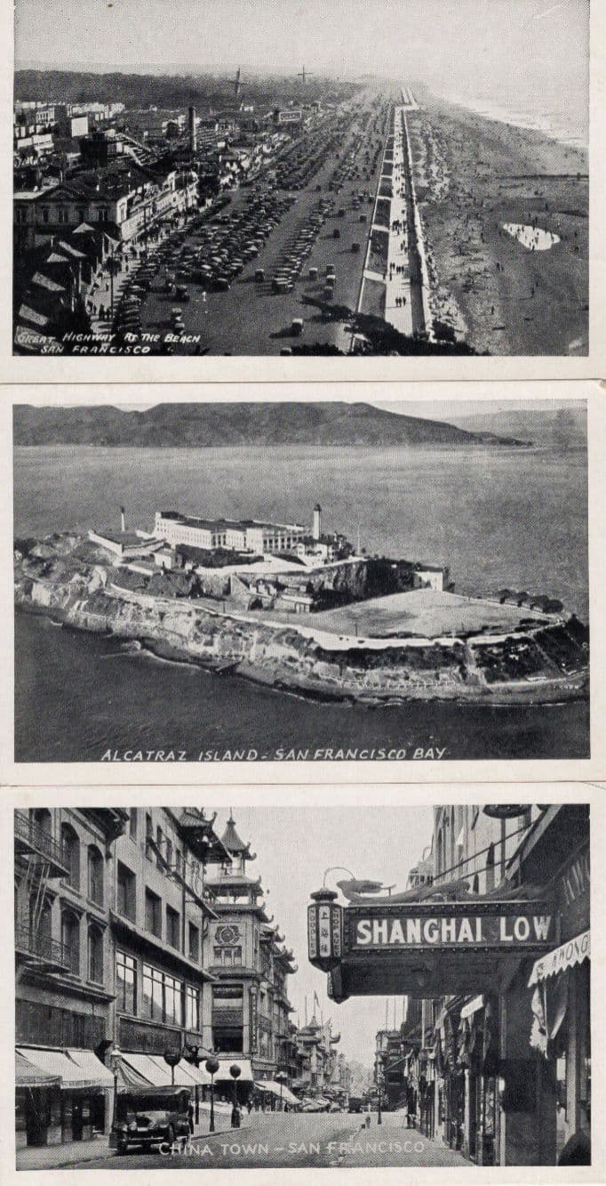 China Town Great Highway Alcatraz San Fransisco USA 3x Miniature Old Postcard s