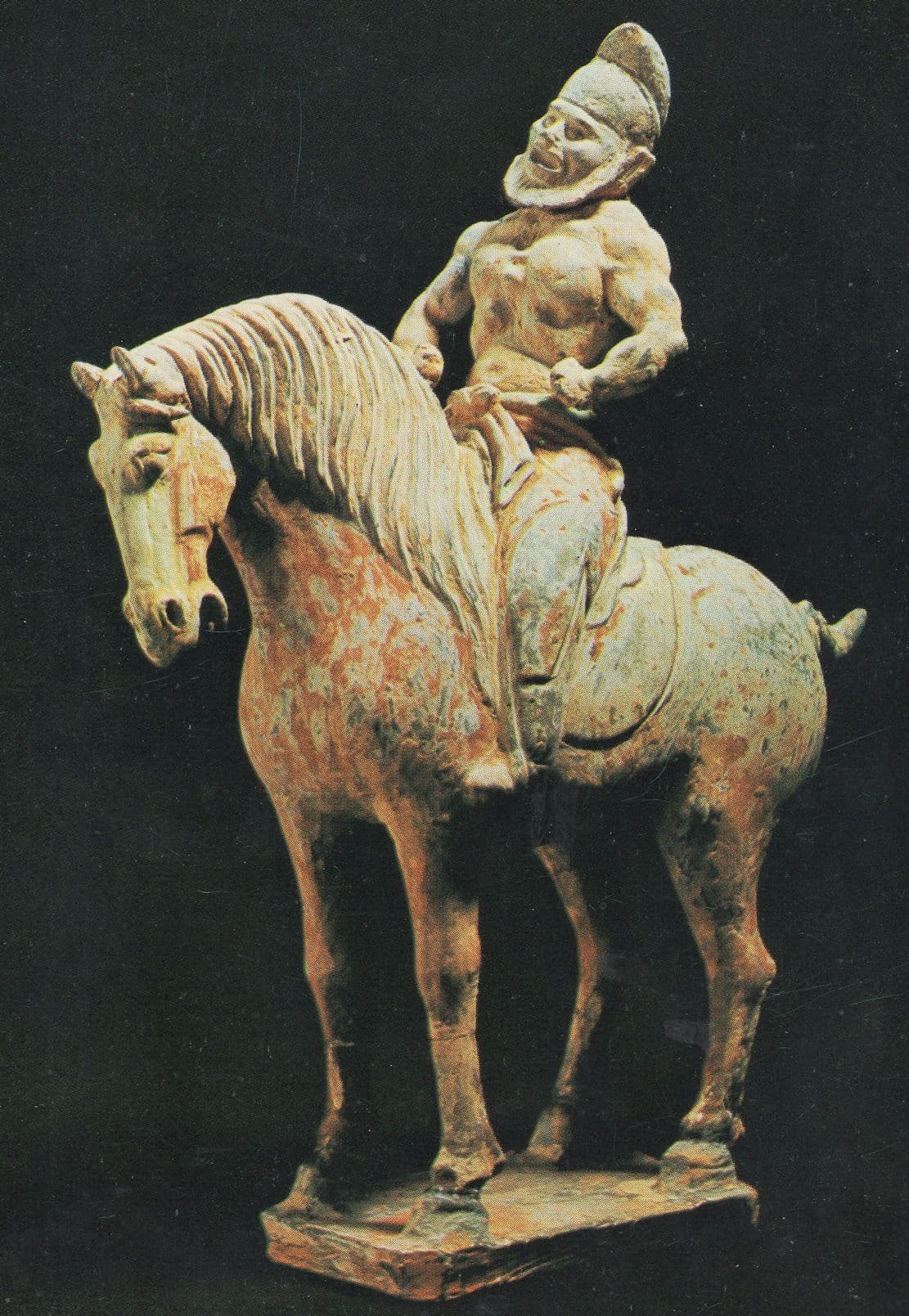 Chinese Horseman Shensi Dynasty Statue Pottery Exhibition Postcard