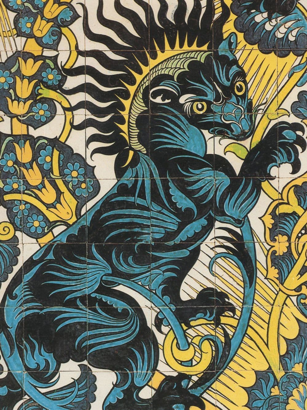 Chinese Rampant Lion Panel William De Morgan Walthamstow Postcard