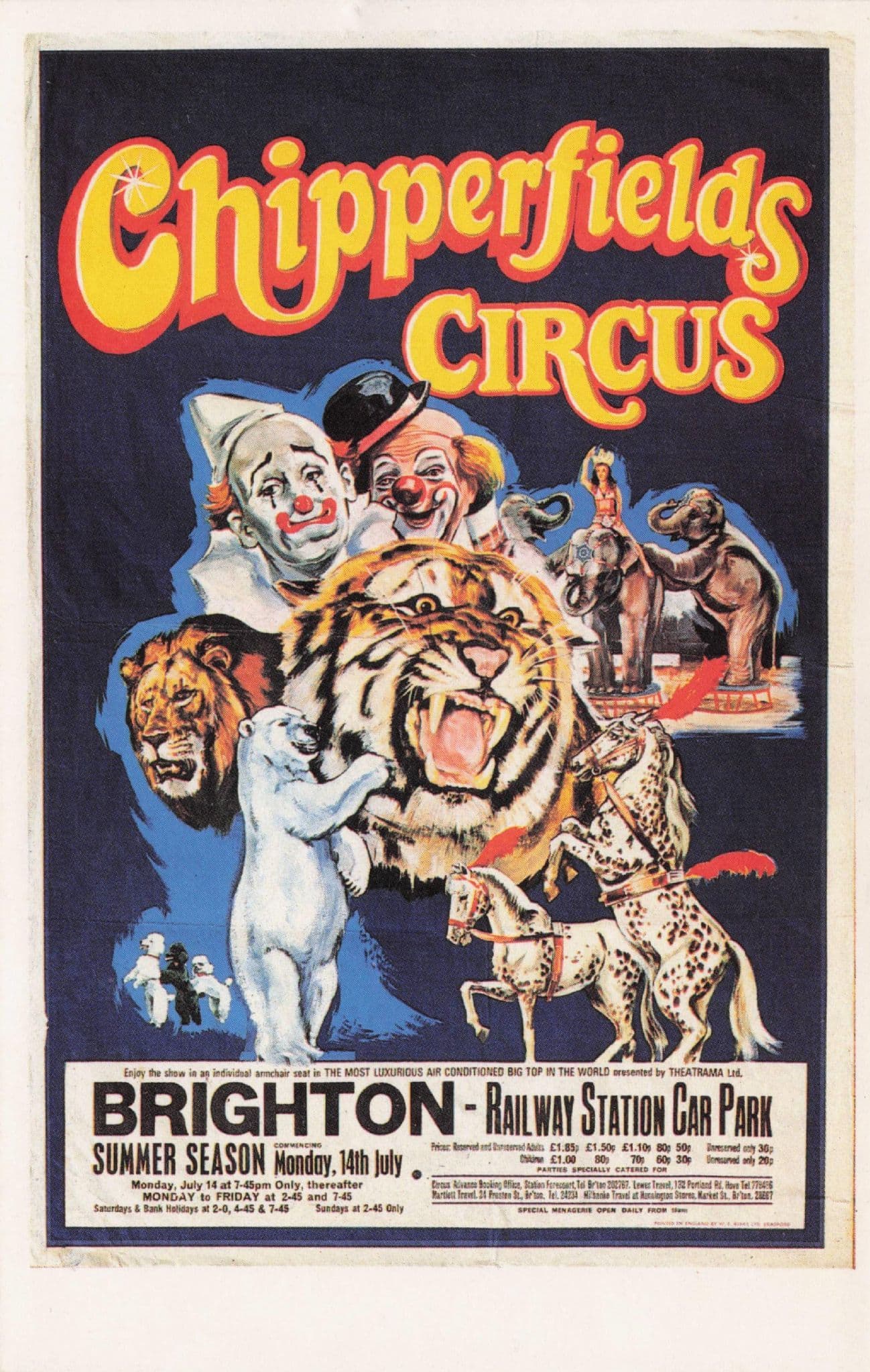 Chipperfields Circus Brighton Railway Station Car Park Poster Postcard
