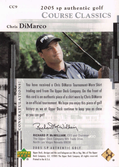 Chris DiMarco Course Classics 2005 Golf SP Upper Deck Worn Shirt Card