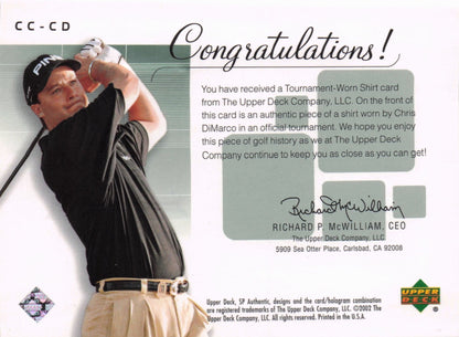 Chris DiMarco Course Classics Upper Deck 2002 Real Relic Golf Shirt Card