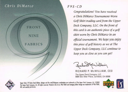Chris DiMarco Front 9 Fabric 2002 Upper Deck Authentic Shirt Card