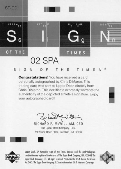 Chris DiMarco Sign Of The Times Hand Signed 2002 SP Golf Autograph Card