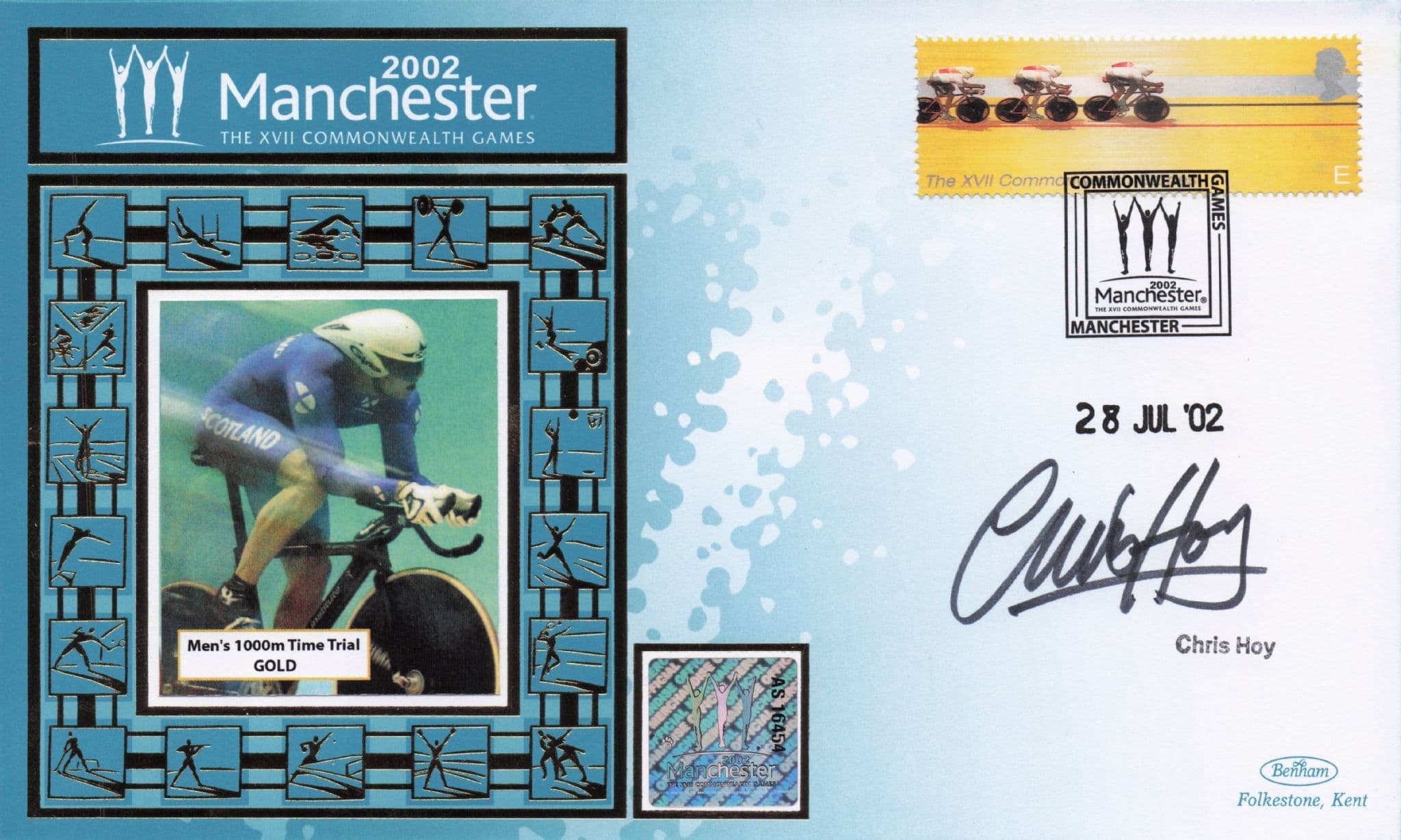 Chris Hoy Cycling Commonwealth 2002 Games Hand Signed FDC