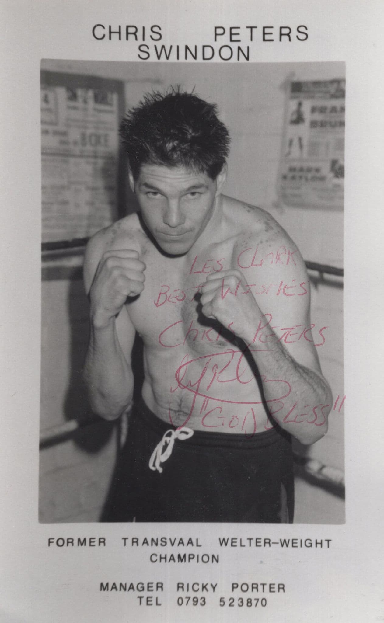 Chris Peters Swindon South African Rare Boxing Champion Hand Signed Photo