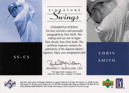 Chris Smith Signature Swings Hand Signed 2002 SP Golf Autograph Card
