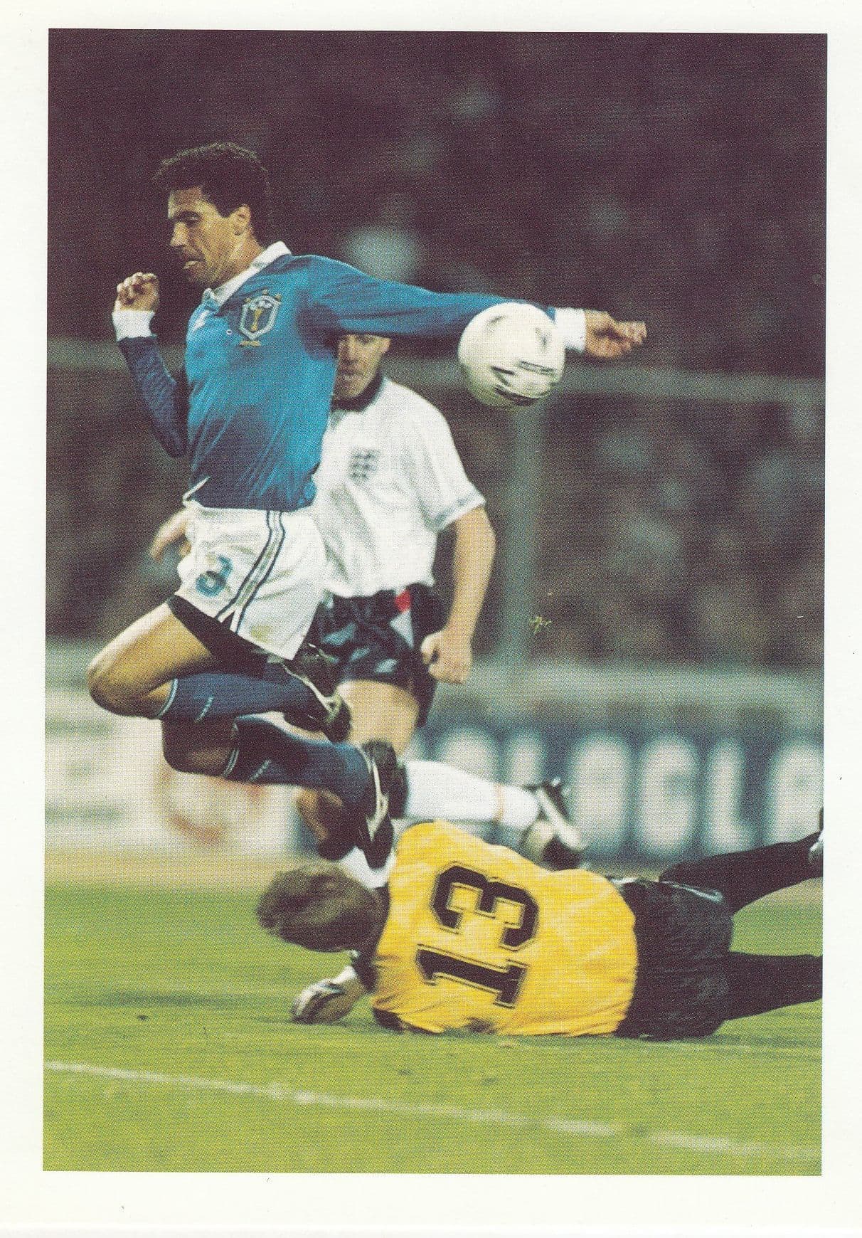 Chris Woods vs Careca Brazil Football International Game Postcard