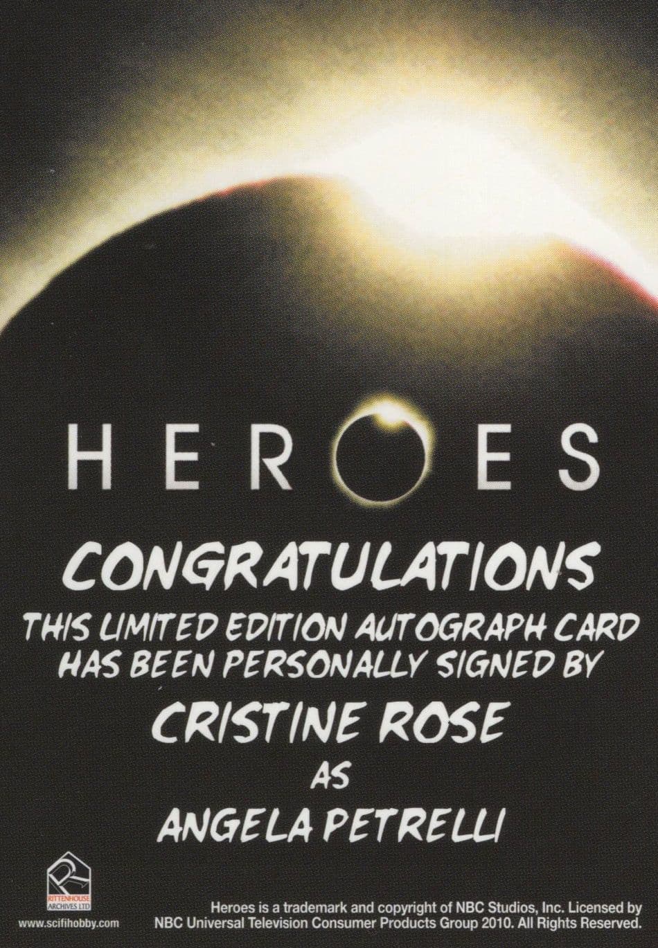 Christine Rose Heroes TV Show Rare Hand Signed Autograph Card