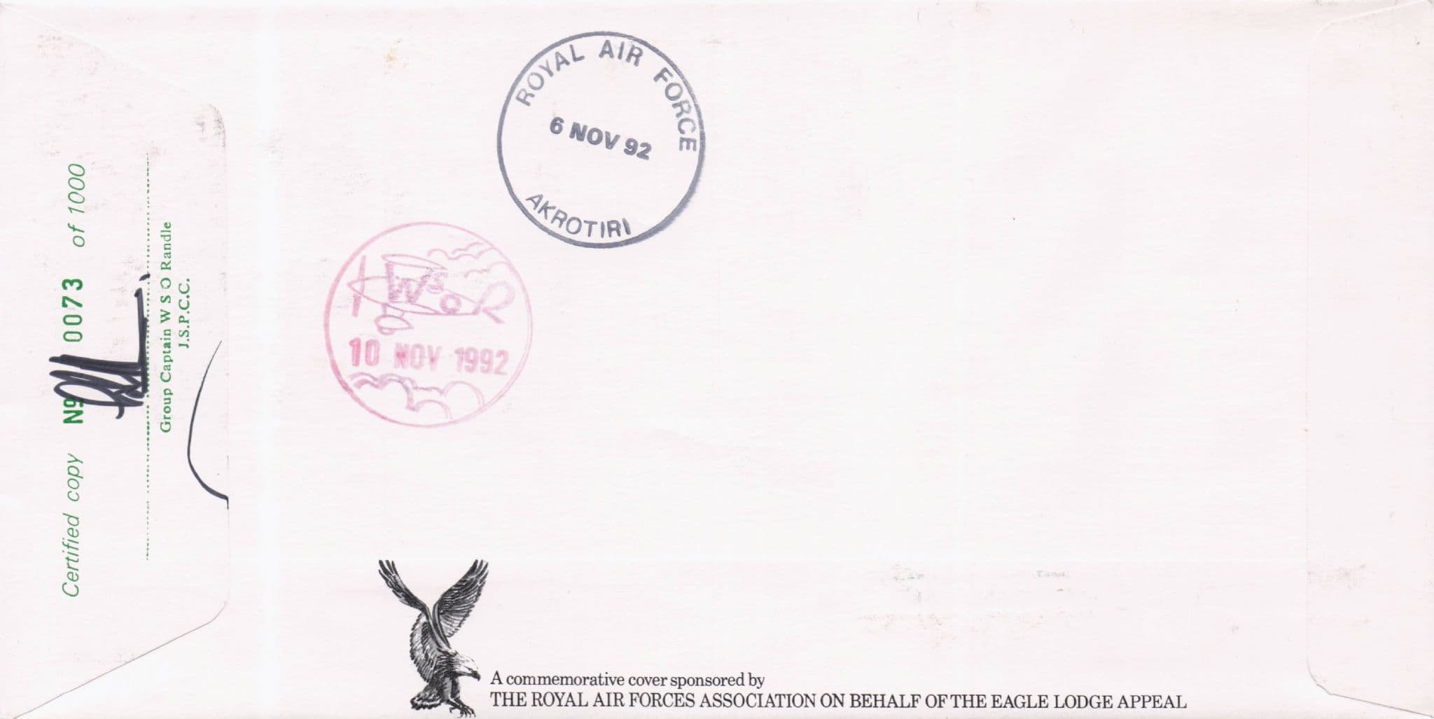 Christmas 1992 M Faulkner Military Squadrons Of The RAF Hand Signed FDC