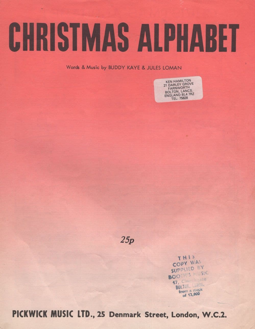 Christmas Alphabet Buddy Kaye Sheet Music