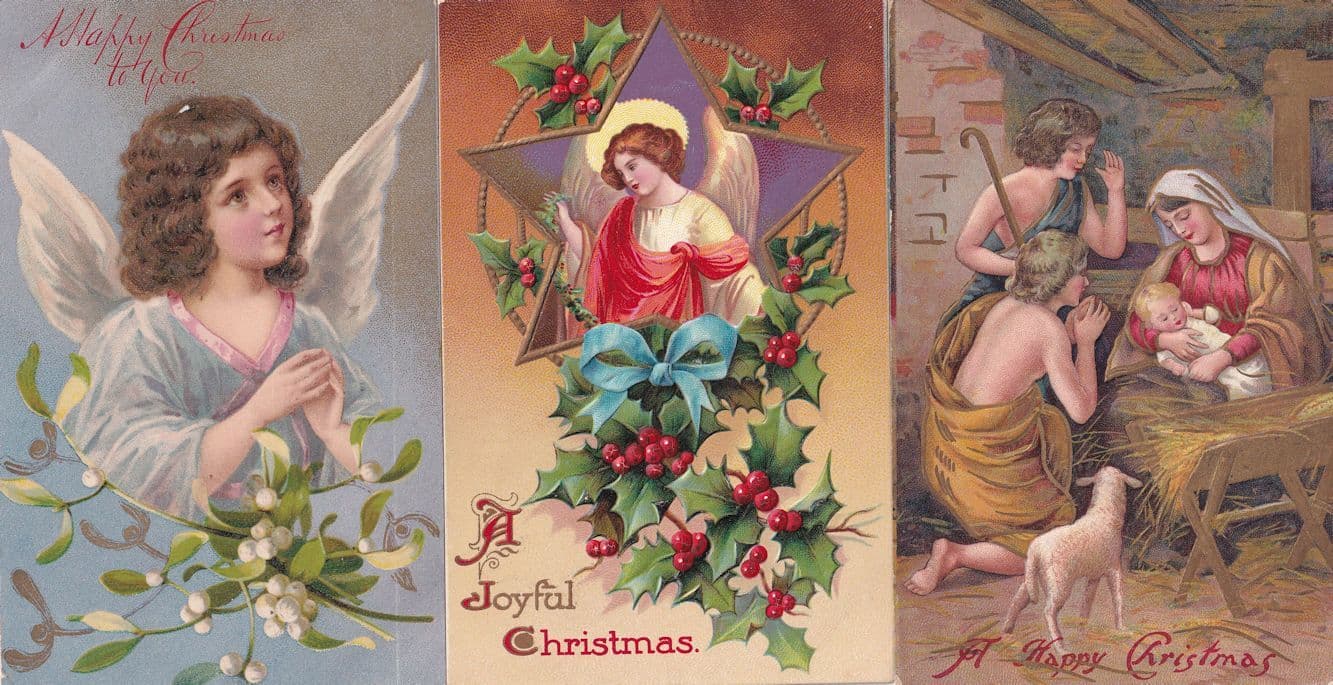Christmas Angels 3D 3x Upmarket Antique Angel Postcard s