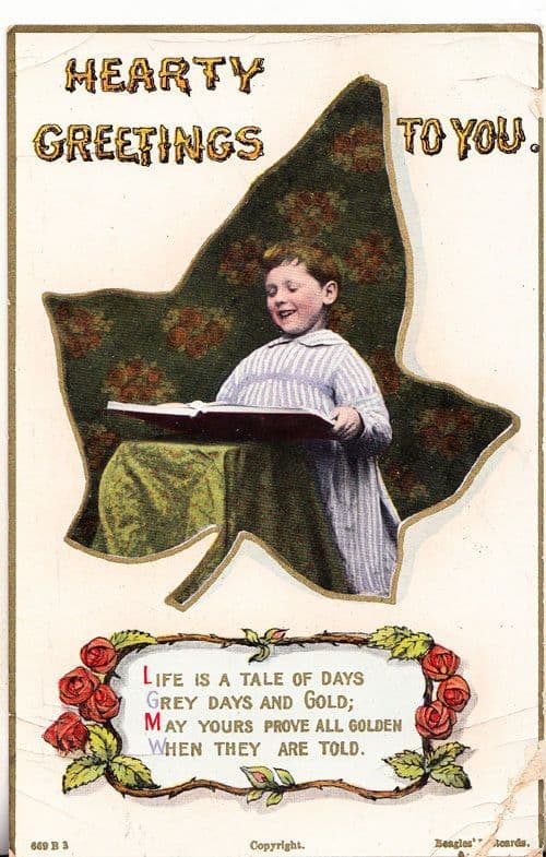 Christmas Hearty Greetings Church Altar Boy Page Singing Antique Hymnal Postcard