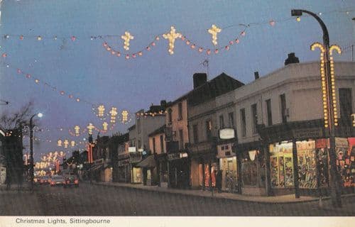 Christmas Lights Illuminations Citizens Advice Sign Sittingbourne Kent Postcard