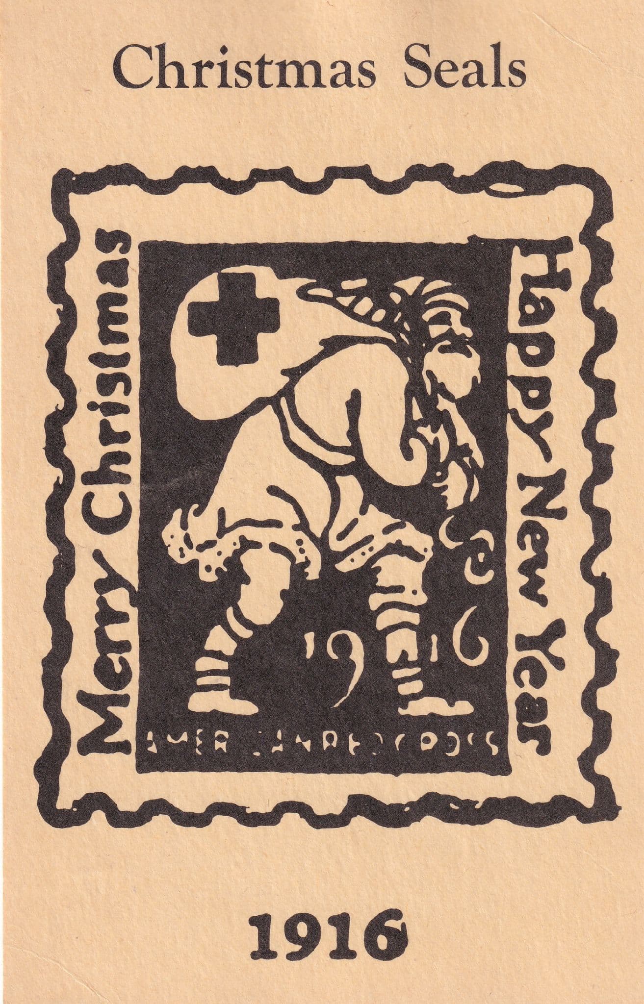 Christmas Red Seals Red Cross 1916 WW1 Postcard