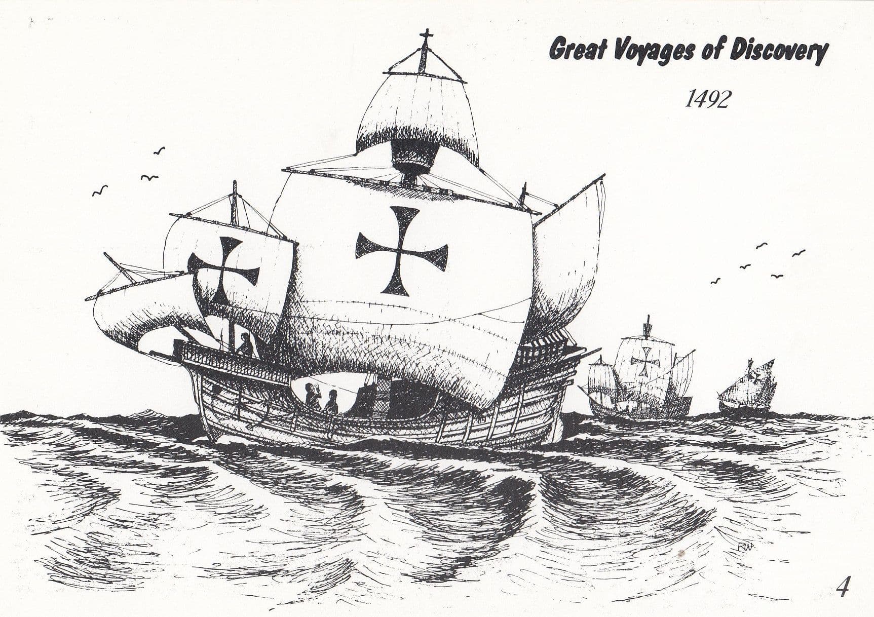 Christopher Columbus 1492 Voyage Of Discovery Ship Iceland Postcard