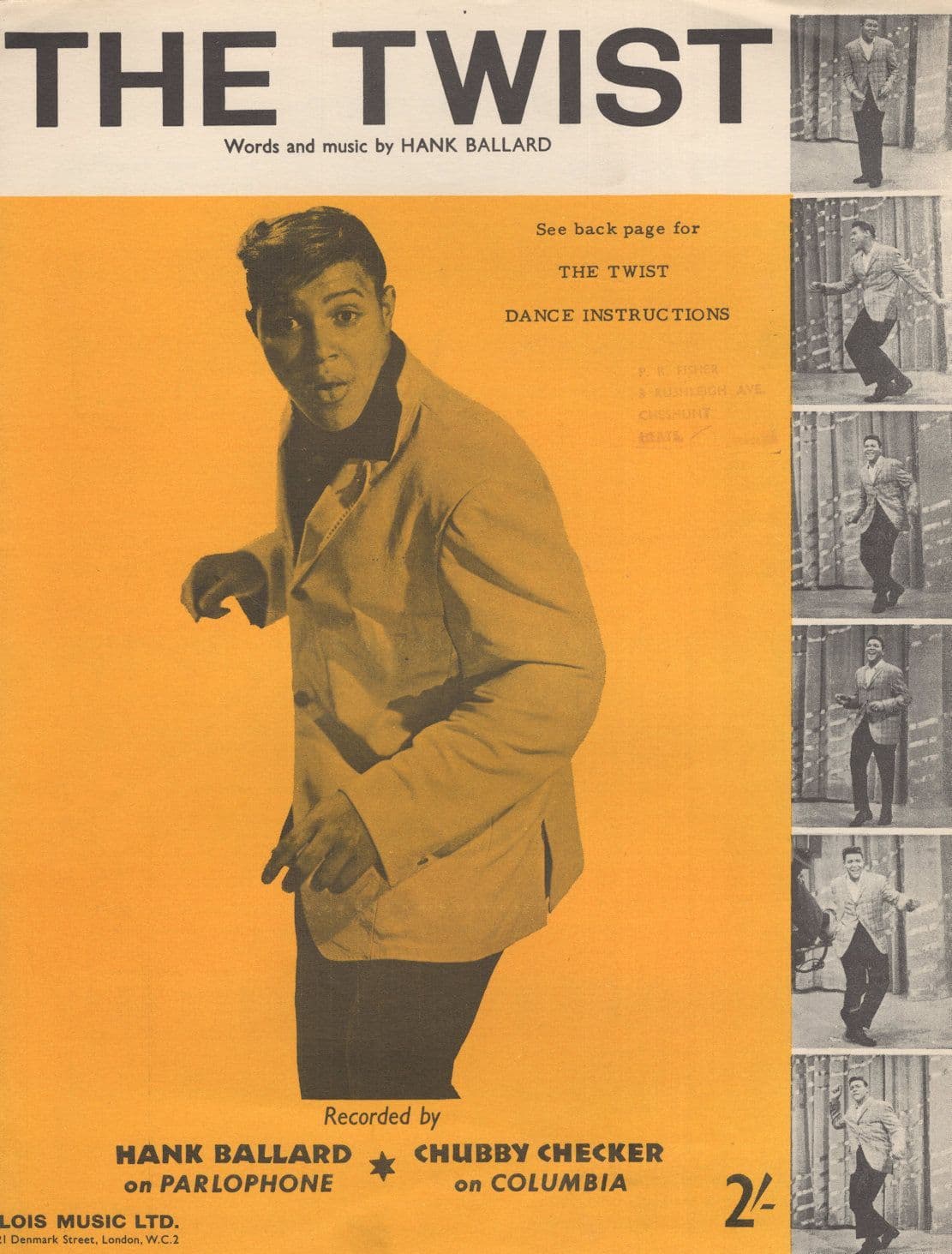 Chubby Checker The Twist Rock & Roll Rare Sheet Music