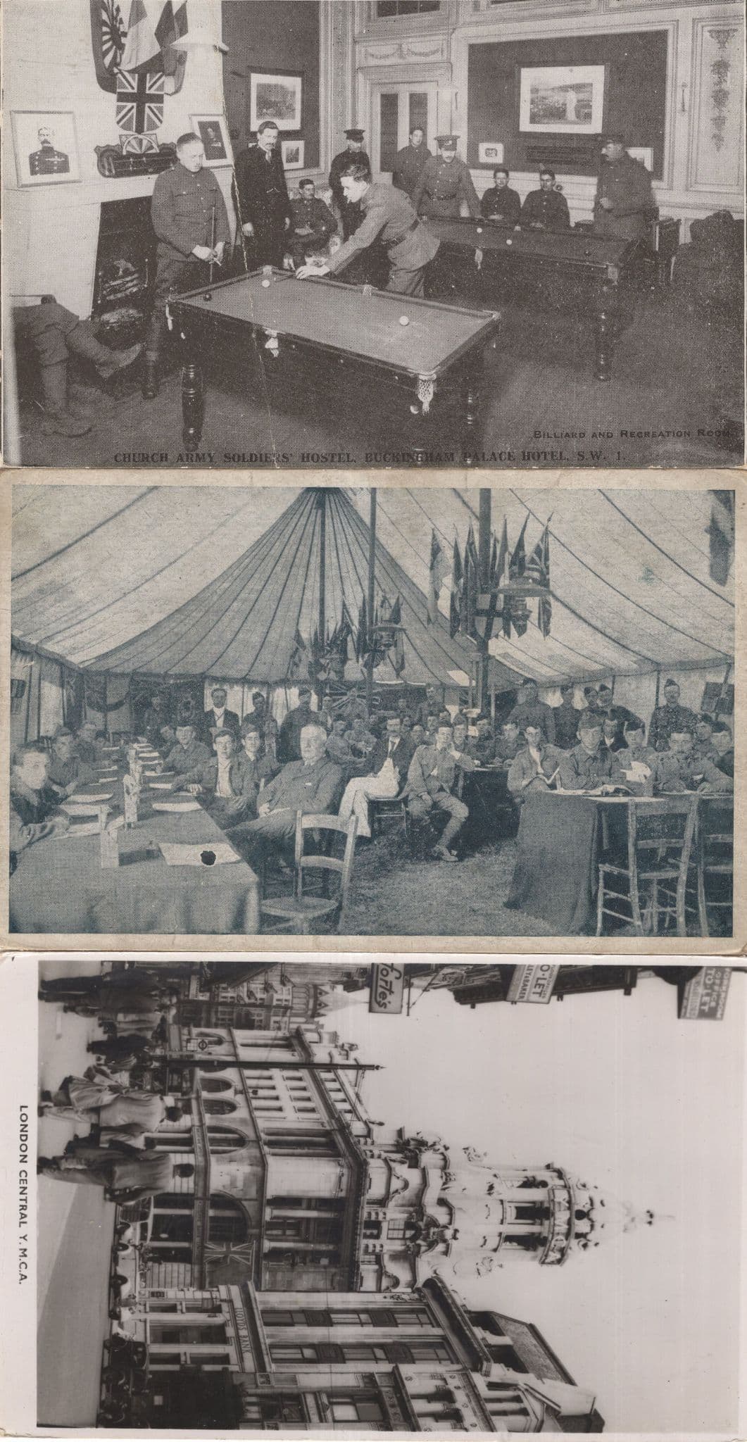 Church Army Snooker Room London Palace Hotel YMCA 3x Postcard s