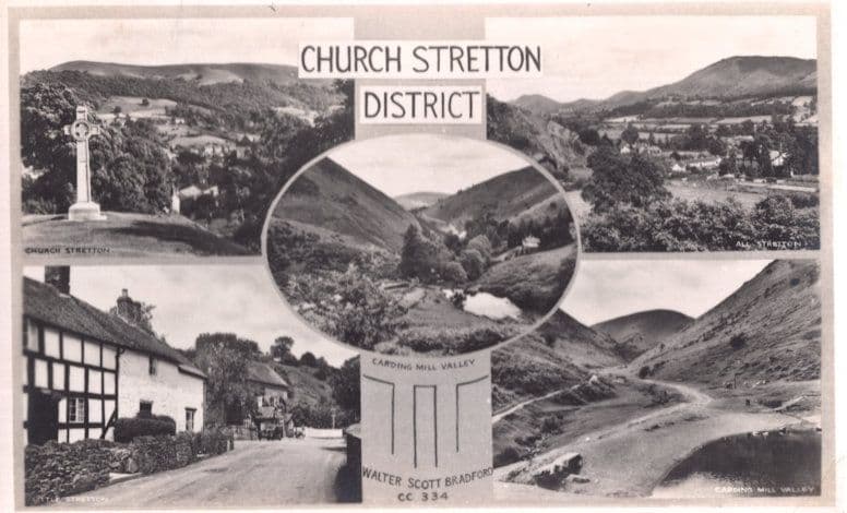 Church Stretton District Multiview Shropshire RPC Postcard