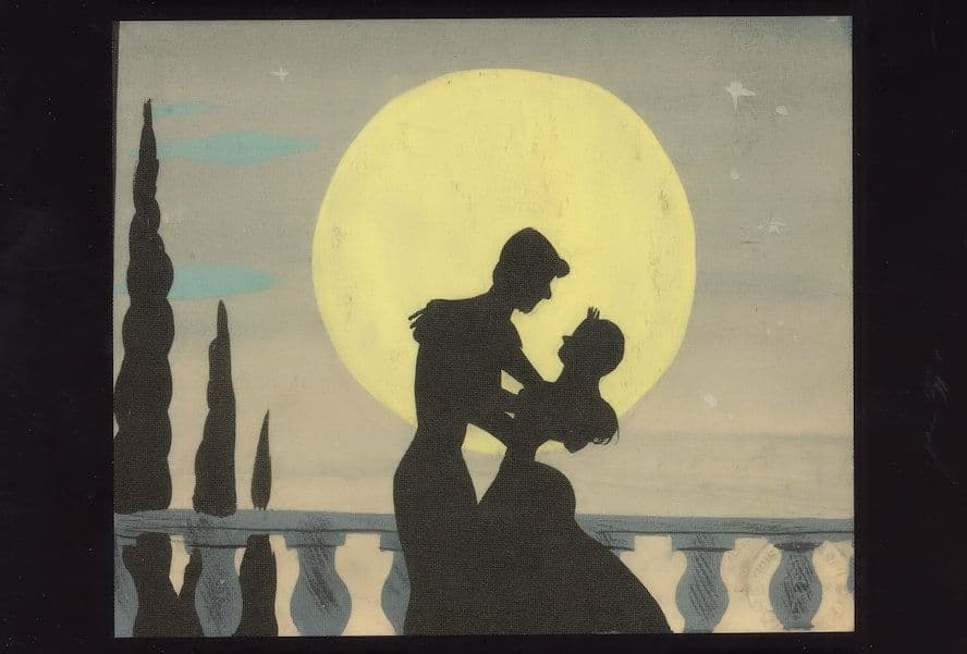 Cinderella Kissing Prince Charming Movie Storyboard Film Painting Postcard