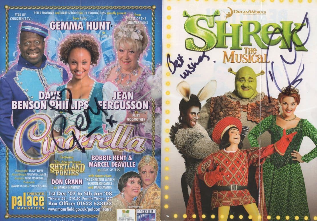 Cinderella Shrek 2x Hand Signed Folded Theatre Flyer s