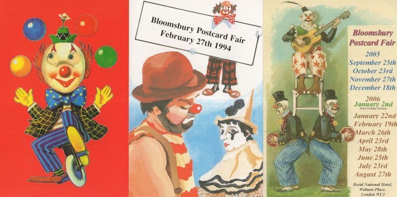 Circus Clown Clowns 3x London Advertising Postcard s