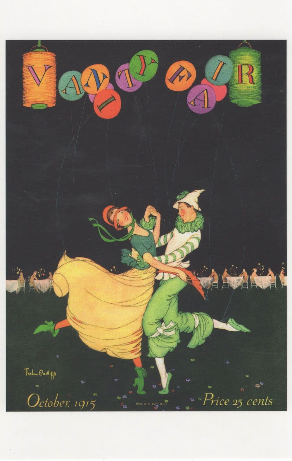 Circus Jester Clown Dancing WW1 Painting Art Deco Cover Postcard