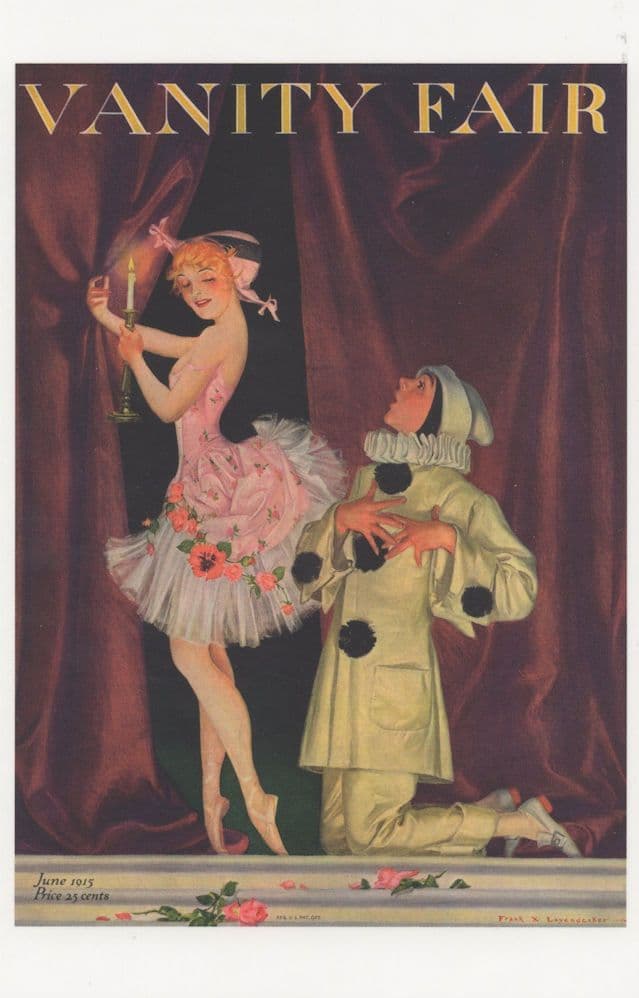 Circus Pierrot Clown WW1 Marriage Proposal Art Deco Painting Postcard