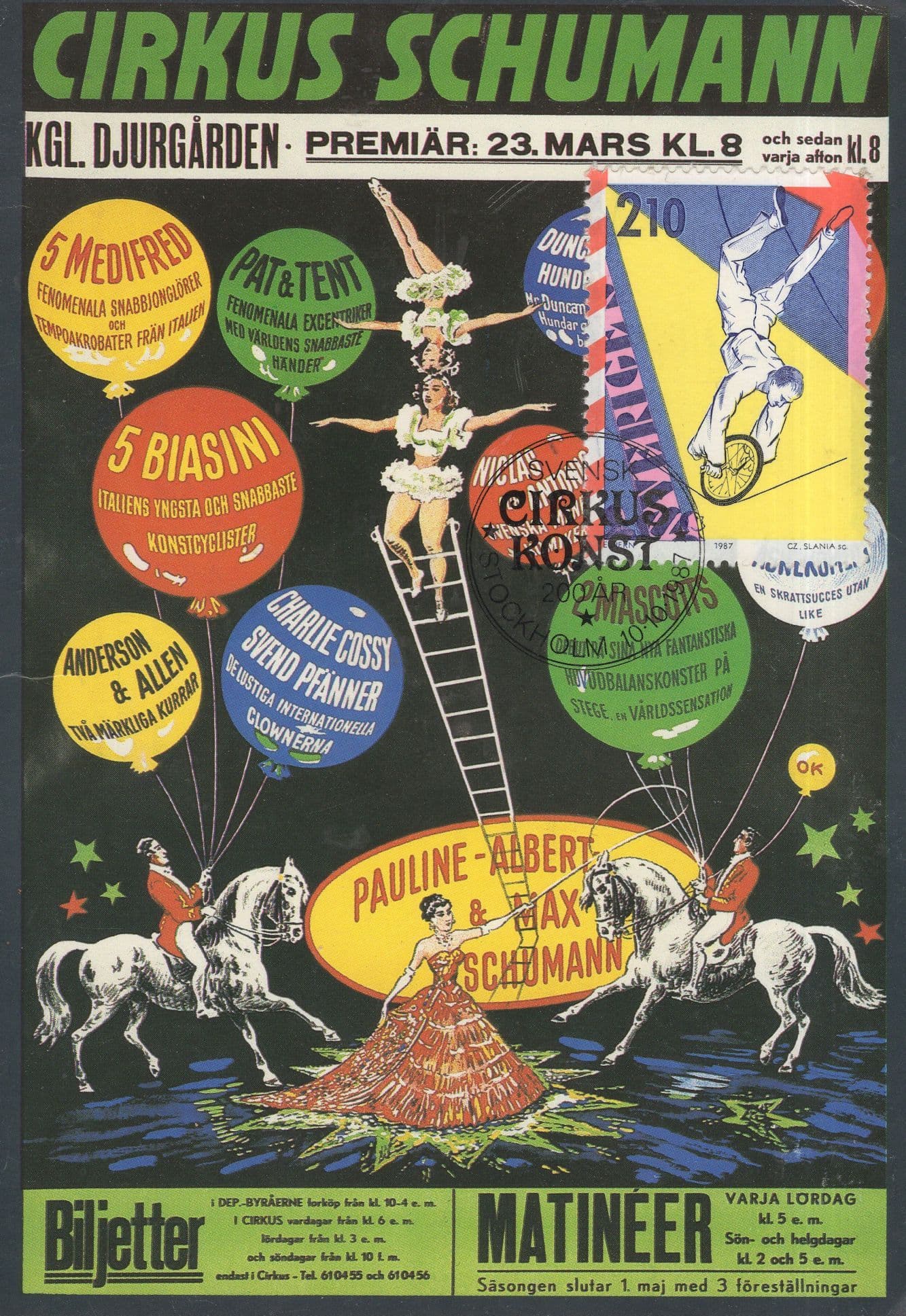 Circus Schumann German Cirkus 1969 Poster Advertising Postcard