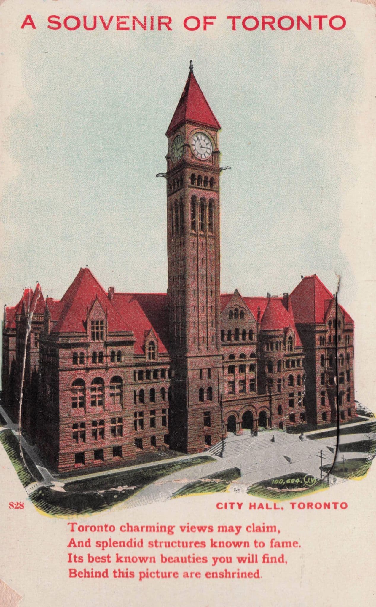 City Hall Toronto Clock Mailing Novelty Canada Old Rare Postcard