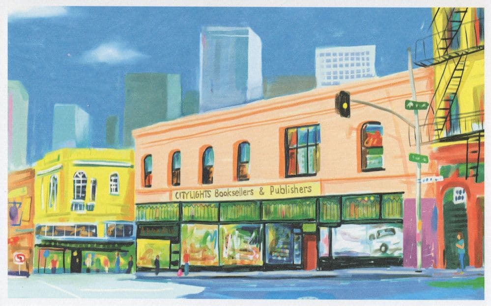 City Lights San Fransisco Book Shop Store Oil Painting Postcard