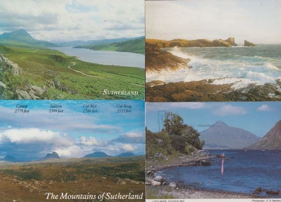 Clachtoll Bay Loch More Ben Hope Mountains Sutherland 4x Scottish Postcard