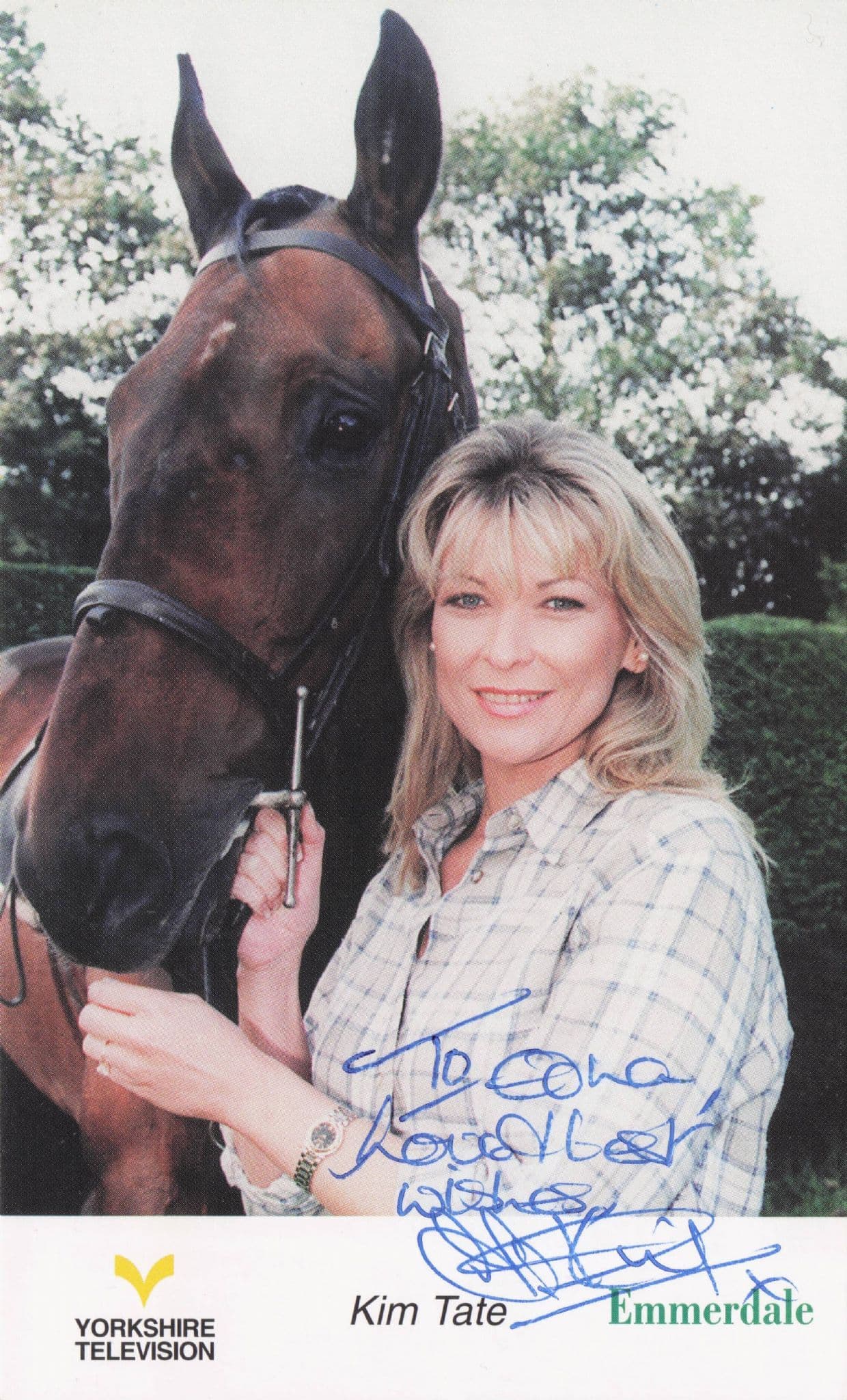 Claire King Kim Tate & TV Show Horse Emmerdale Hand Signed Cast Photo