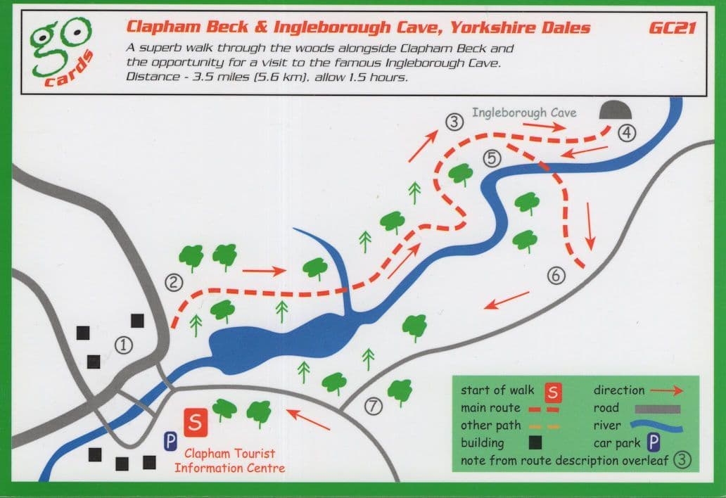 Clapham Back Yorkshire Rambling Ramblers Rare Map Card