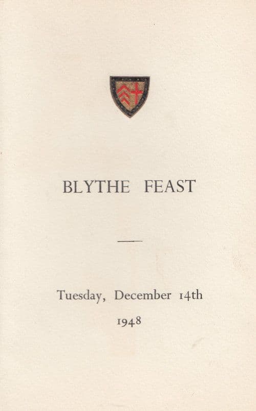 Clare College Cambridge Blythe Feast 1948 Dinner Menu