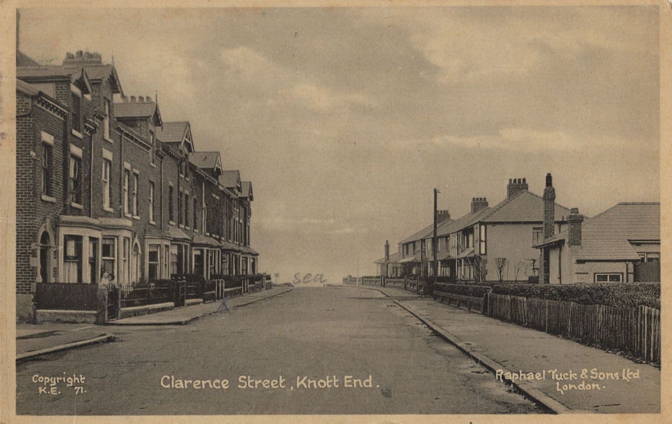 Clarence Street Knott End Antique Lancashire WW2 Tucks Postcard