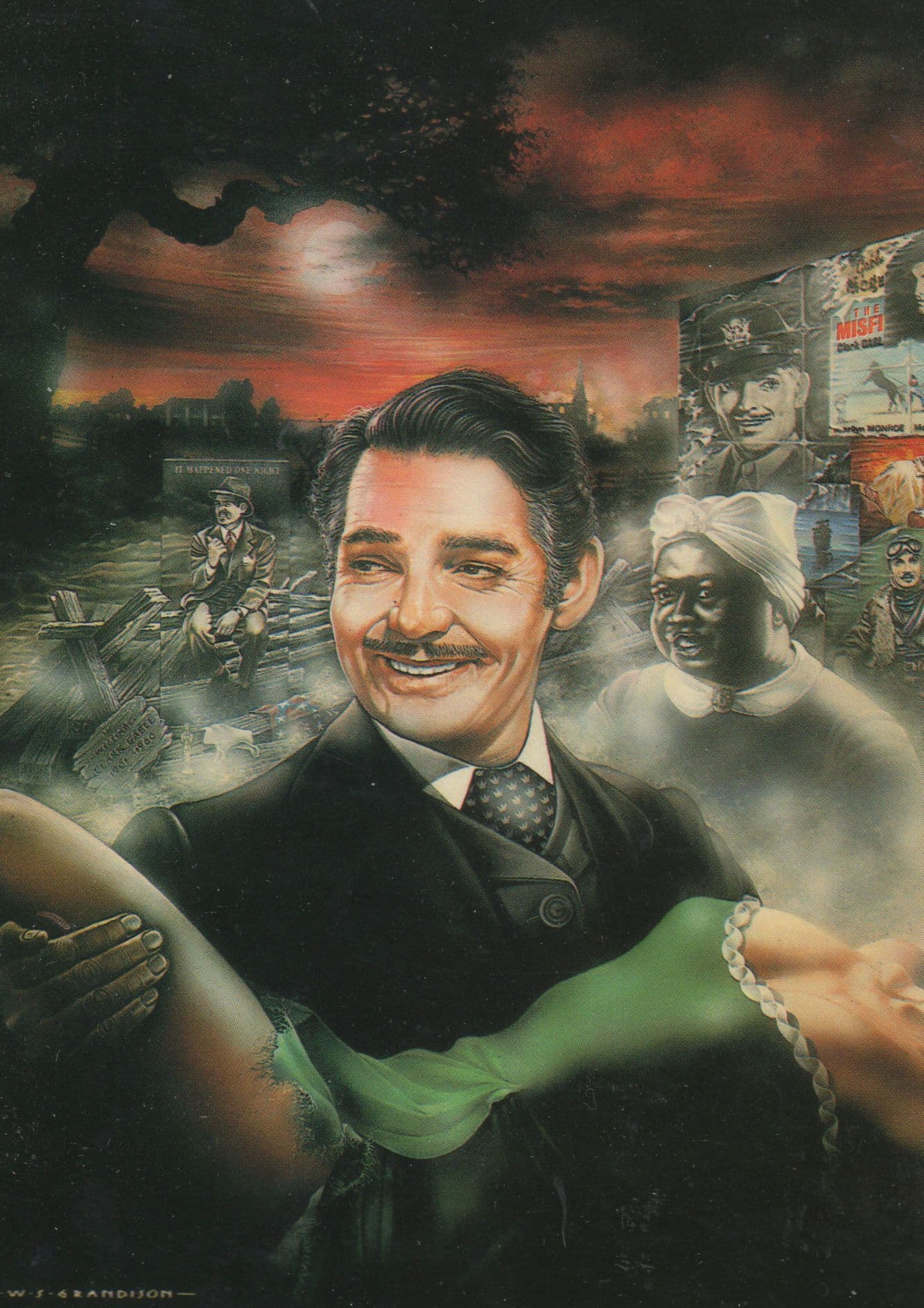 Clark Gable Carrying Lady In His Arms Film Star Stunning Postcard