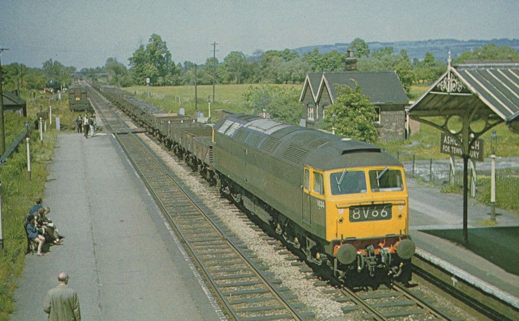 Class 47 D 1634 Train 1969 Ashchurch Railway Station in 1969 Postcard