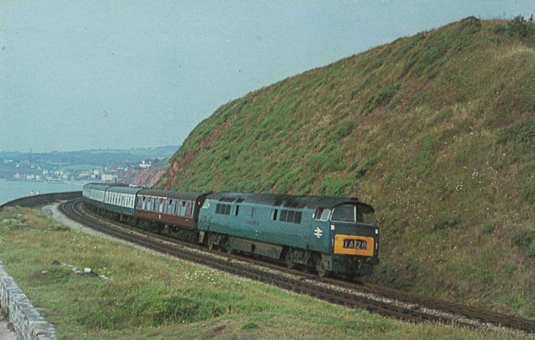 Class 52 Western D1047 Dawlish Warren Station in 1967 Postcard
