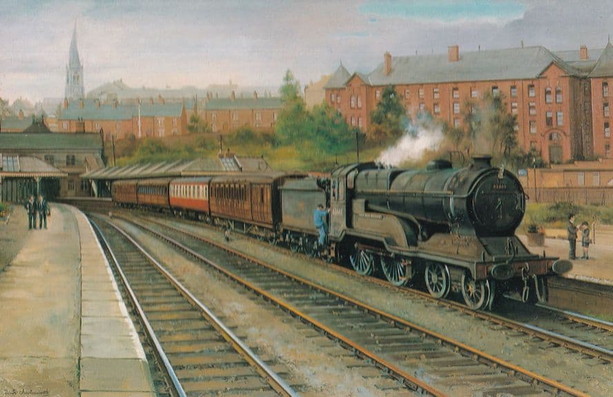 Class D11 4-4-0 Train 62661 at Chesterfield Station Painting Postcard
