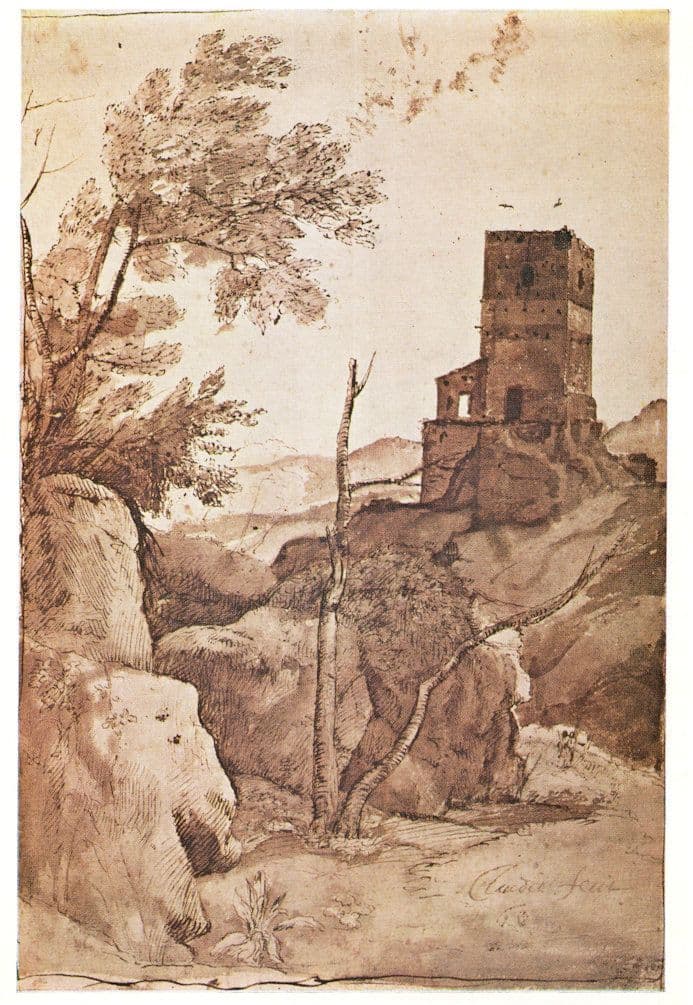 Claude Lorrain Ruined Tower In The Champagne Painting Postcard