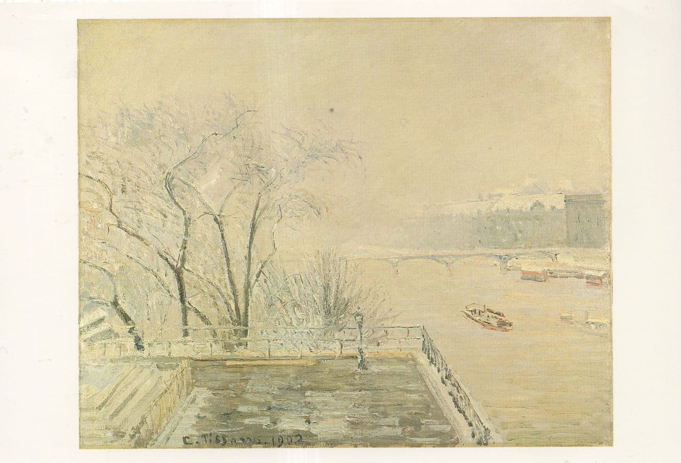 Claude Pisarro The Louvre Under Snow Painting Postcard