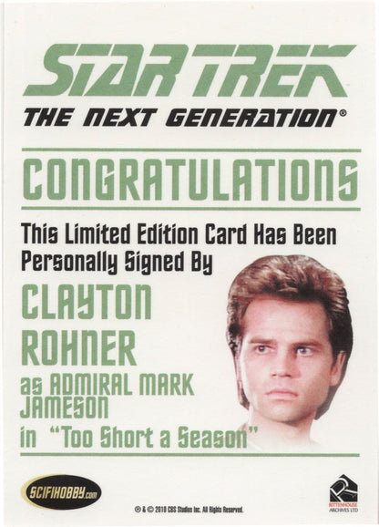 Clayton Rohner Star Trek Hand Signed Autograph Photo Card