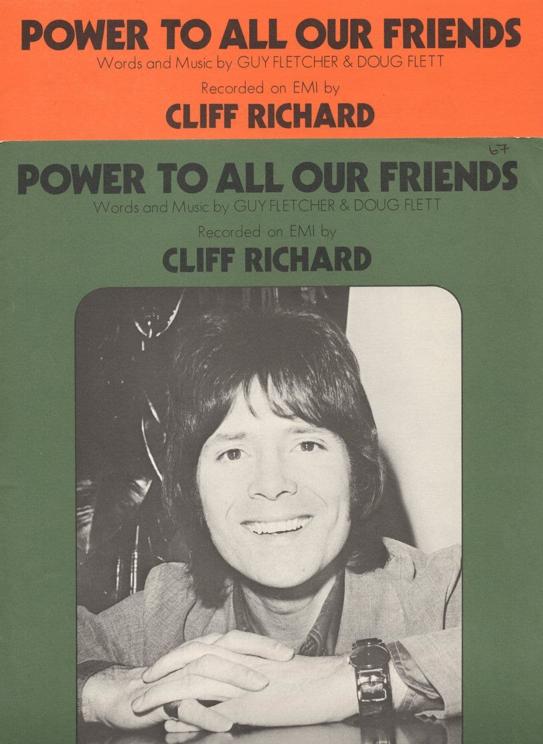 Cliff Richard Power To All Our Friends RARE Green 2x UK Sheet Music