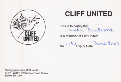 Cliff Richard United Sutton Surrey Fan Club 2000 Postcard