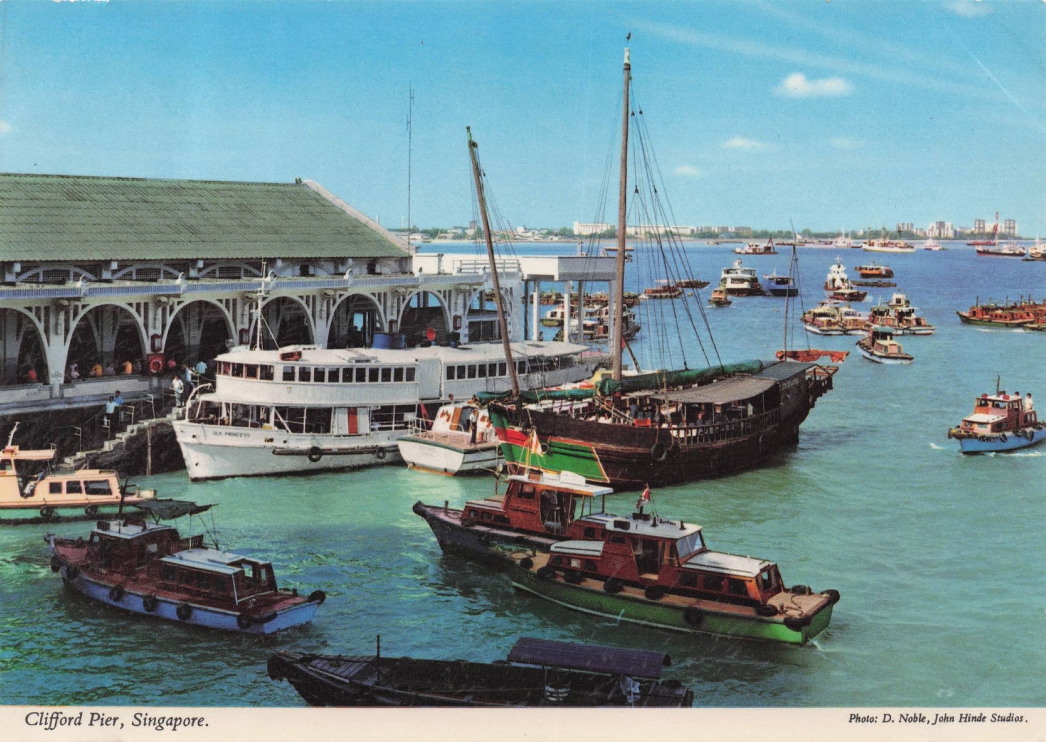 Clifford Pier Harbour Boats Singapore Postcard