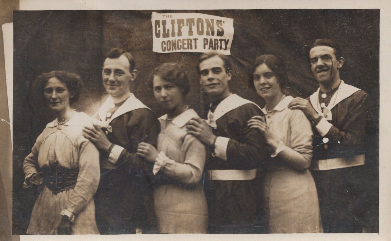 Clifton's Concert Party Military Sailor Music Hall Old RPC Postcard
